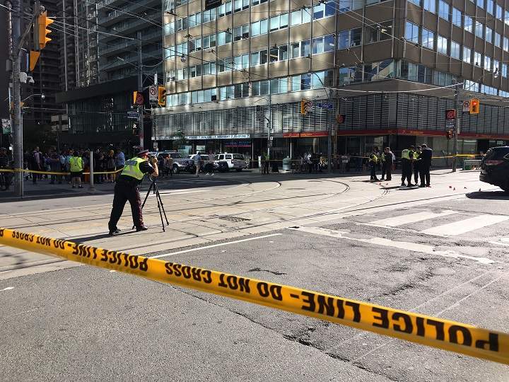 The scene of the crash at Bay and College streets.