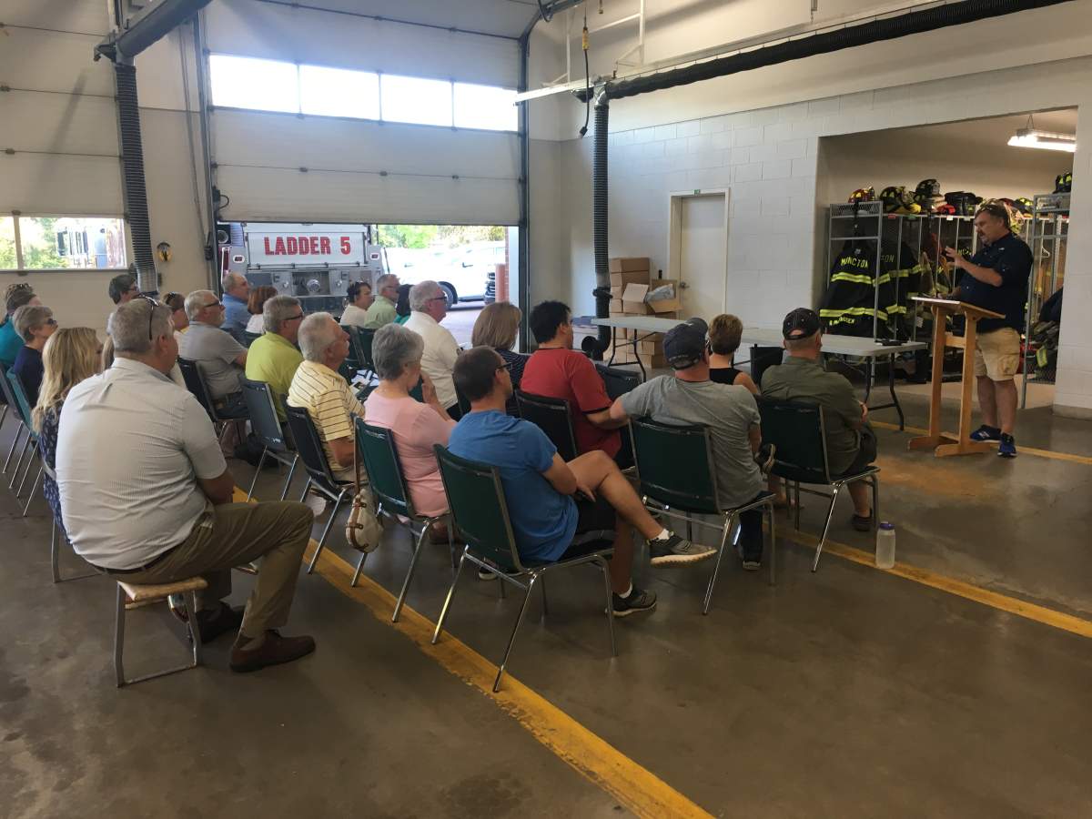 Concerned residents held a meeting Wednesday night to discuss concerns regarding the possibility of connecting Casino Drive to Muirfield/Twin Oaks Drive.