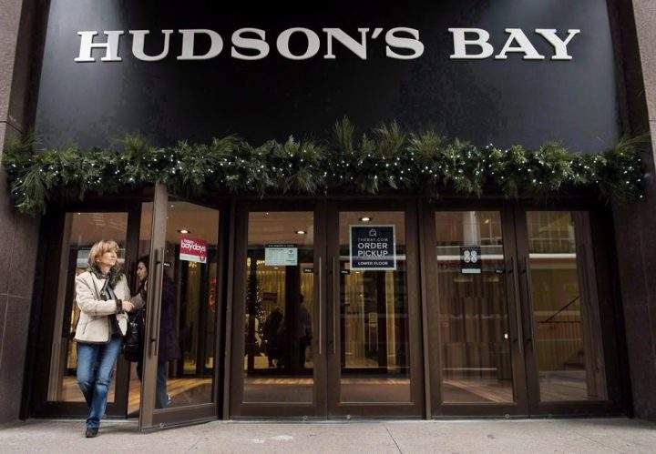 FILE: A woman leaves a Hudson's Bay store in Toronto on November 1, 2017.