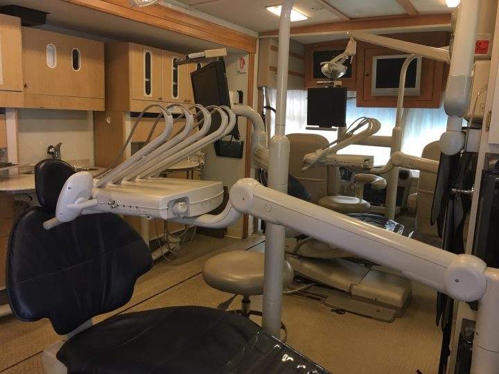 Inside the new Hands In Service mobile dental hygiene clinic.