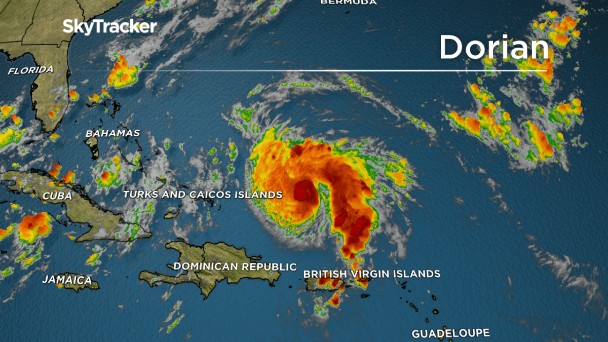 Hurricane Dorian tracking toward Florida on Aug. 29, 2019 after hitting Puerto Rico and the Virgin Islands.