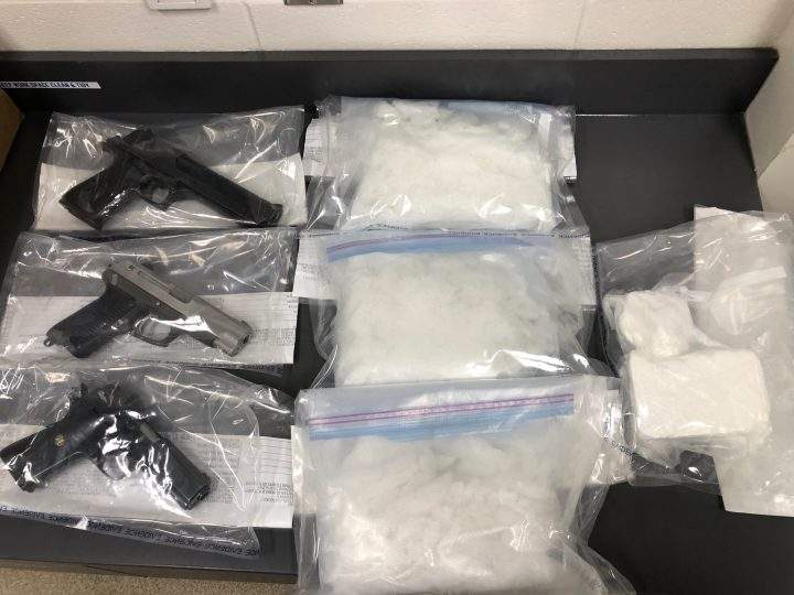 This is a photo of the drugs and firearms seized from the two men on Aug. 28.