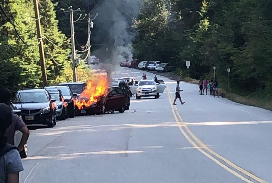 A multi-vehicle collision that resulted in a fire on Wednesday afternoon near Sasamat Lake. 