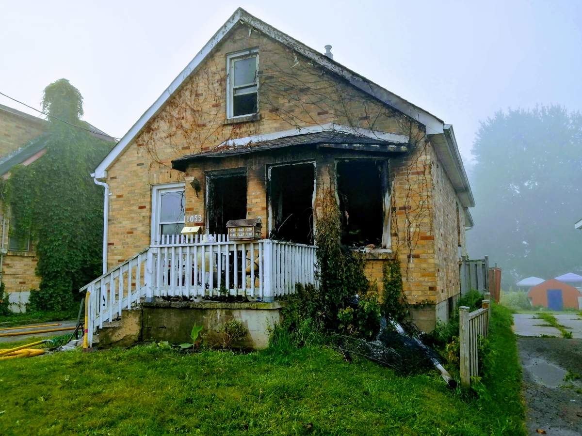 The aftermath of a fire on the main floor of a home at 1053 Oxford Street East .