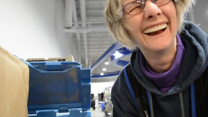 Elaine Wenger working at Goodwill