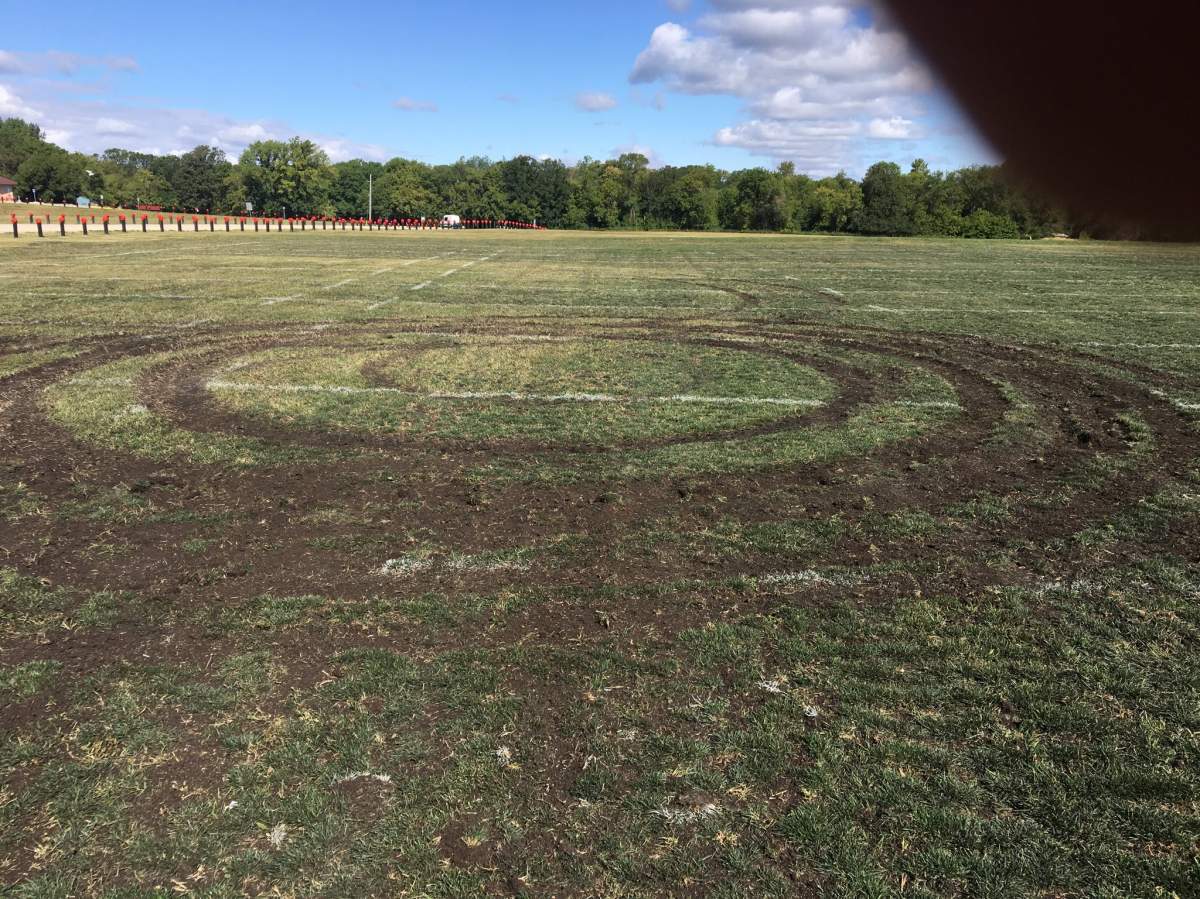 The damaged field.