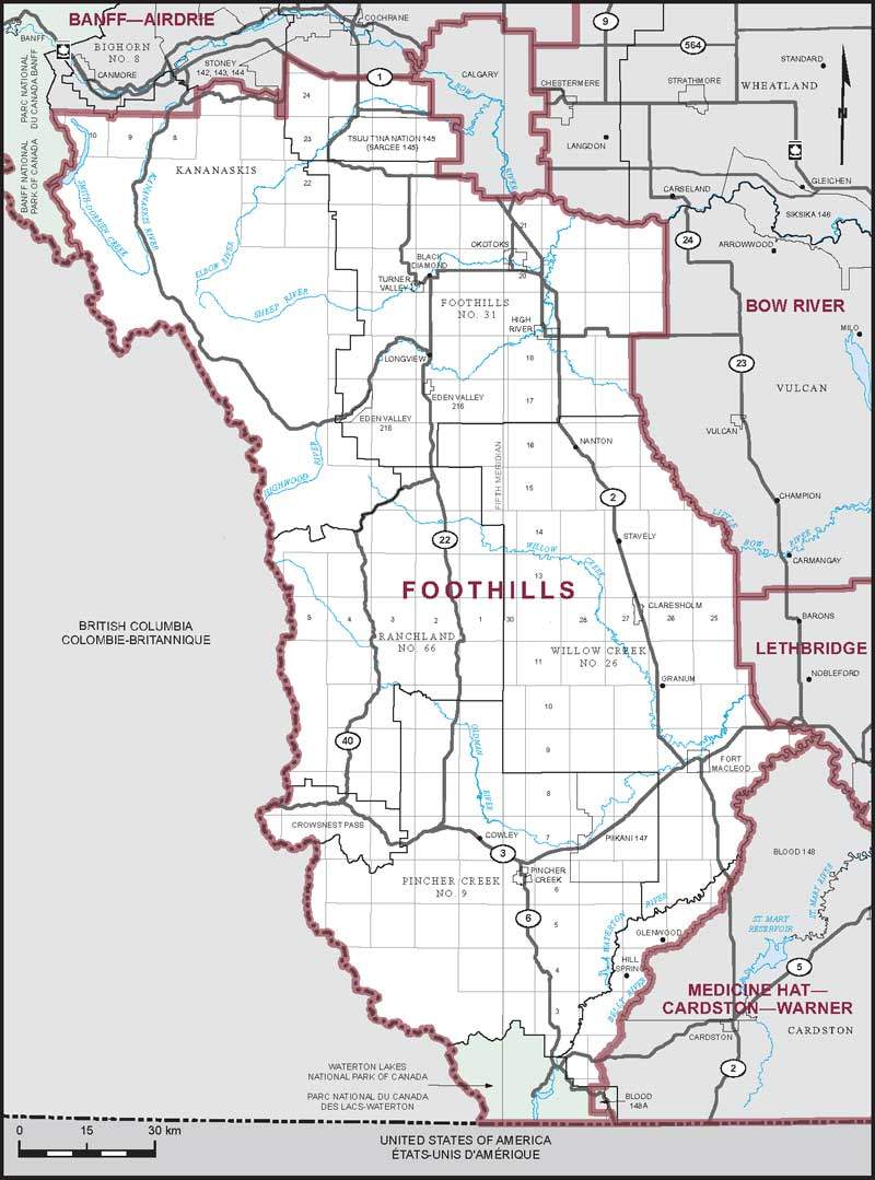 A map of the Foothills riding.