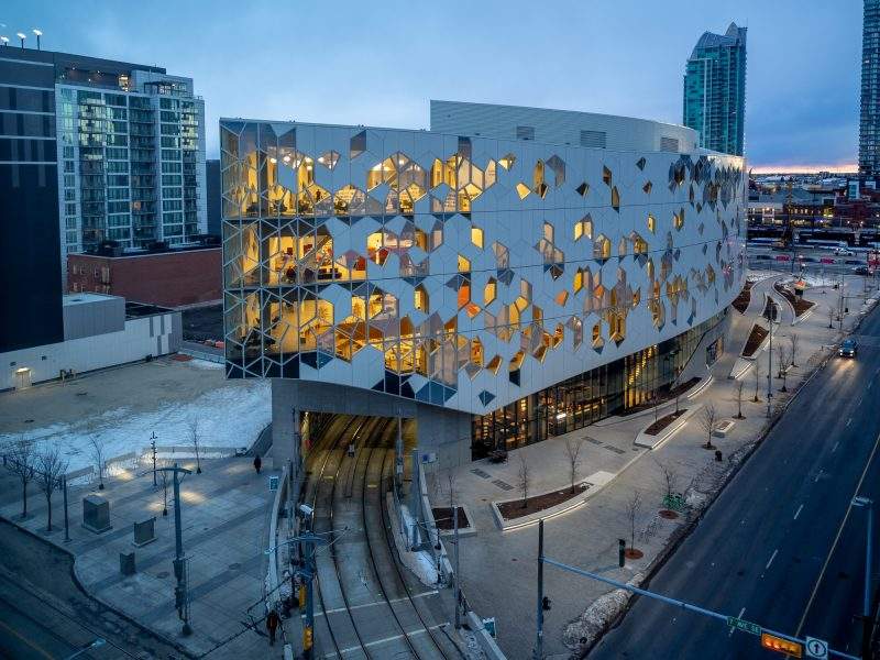 Exterior of Calgary's Central Branch of the Calgary Public Library.