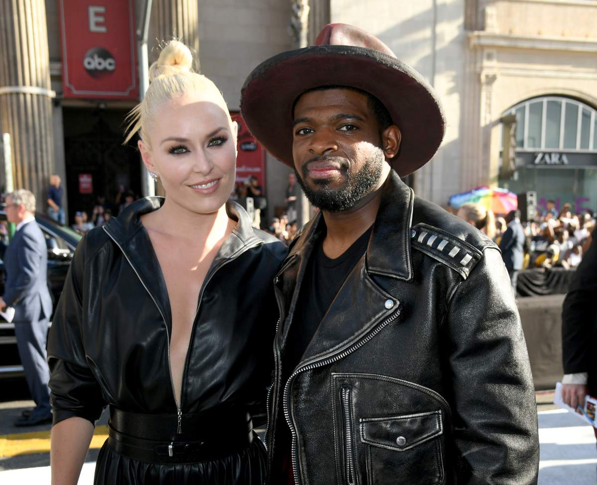 Lindsey Vonn and P.K. Subban arrive at the premiere of 'Fast & Furious Presents: Hobbs & Shaw' at Dolby Theatre on July 13, 2019 in Hollywood, Calif.
