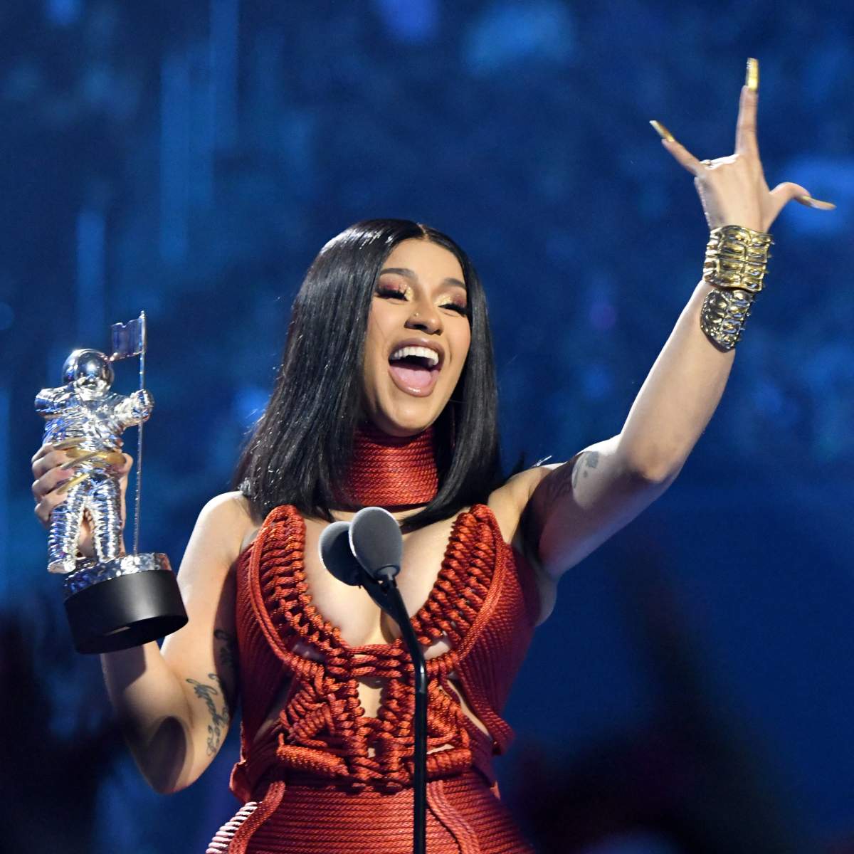 Cardi B accepts the award for Best Hip-Hop Music Video onstage during the 2019 MTV Video Music Awards at Prudential Center on August 26, 2019, in Newark, N.J. (Photo by Jeff Kravitz/FilmMagic)