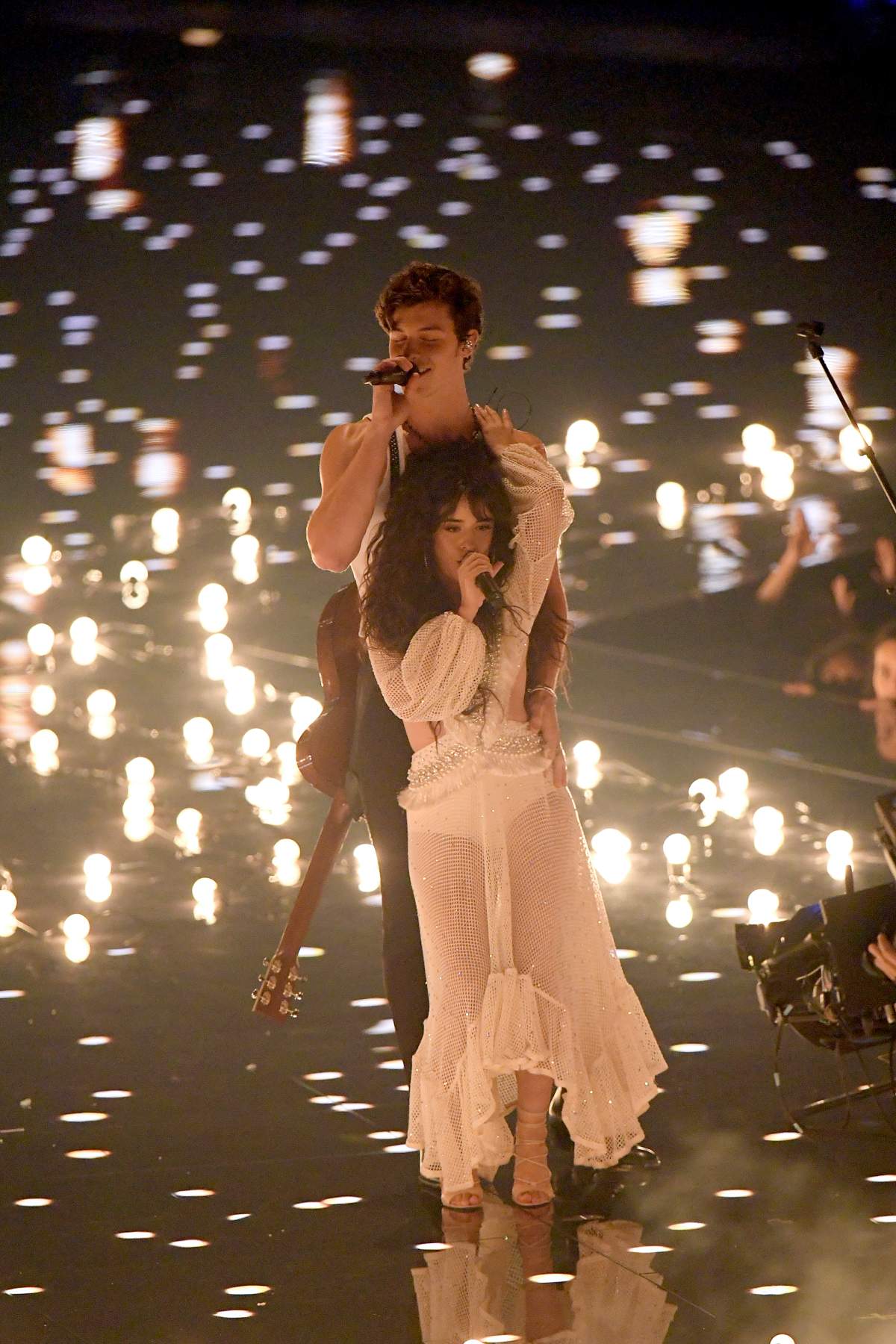 Shawn Mendes and Camila Cabello perform onstage during the 2019 MTV VMAs at Prudential Center on Aug. 26, 2019, in Newark, N.J. (Photo by Mike Coppola/Getty Images for MTV)