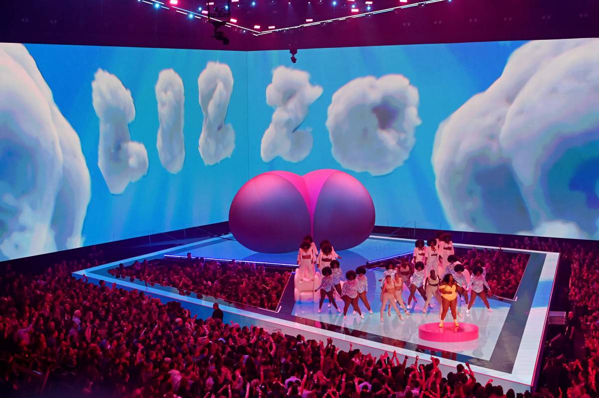 Lizzo performs onstage during the 2019 MTV Video Music Awards at Prudential Center on August 26, 2019, in Newark, N.J. (Photo by Mike Coppola/Getty Images for MTV)