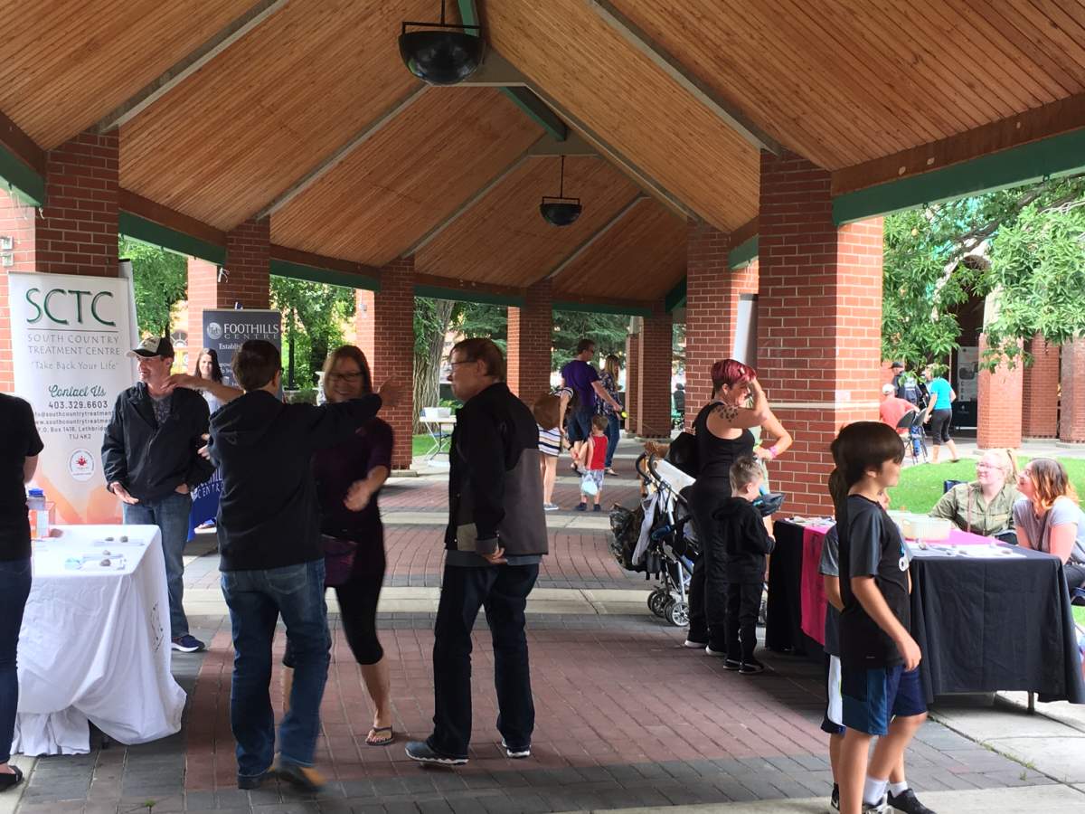 Information booths set up in Lethbridge's Galt Gardens on Aug. 24, 2019.