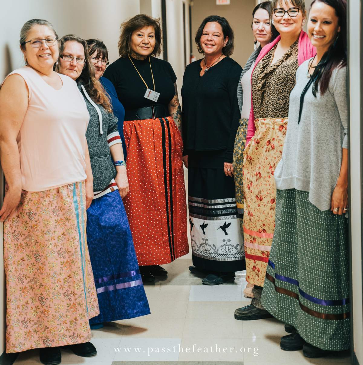 Dawn Setford (pictured in black) at the Indigenous Art Conference in Ottawa in March at the ribbon skirt workshop.