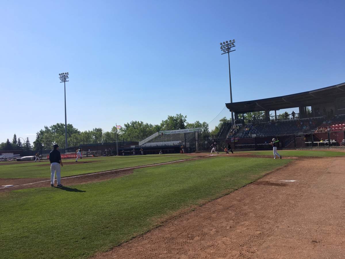 File photo (Aug. 1, 2019): The Lethbridge Junior Bulls playing against Team B.C. in an elimination game. 