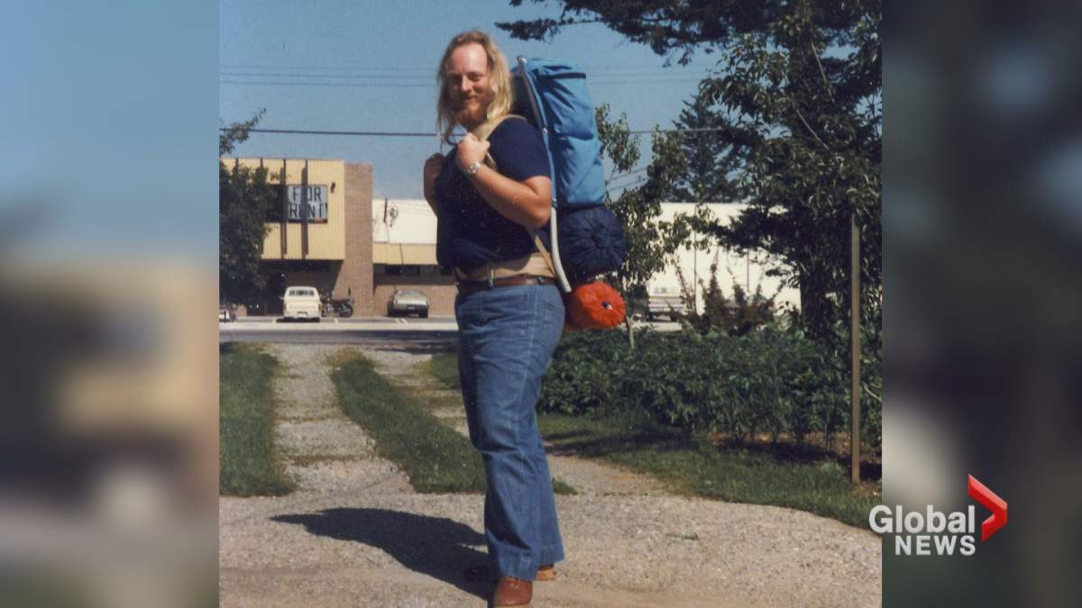 Leonard Dyck seen heading off on a backpacking trip in 1980.