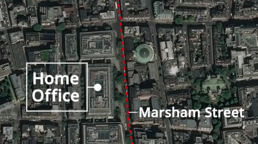 Scenes from London where a man has been left with life-threatening injuries after being stabbed on Marsham Street, Westminster, the Metropolitan Police said.