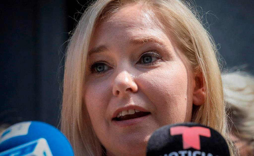 Virginia Roberts Giuffre, a sexual assault victim, speaks during a press conference outside a Manhattan court where sexual victims, on invitation of a judge, addressed a hearing after the accused Jeffrey Epstein killed himself before facing sex trafficking charges, Tuesday Aug. 27, 2019, in New York.