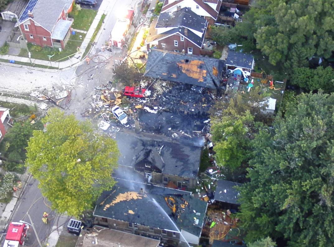 An explosion rocked the London neighbourhood of Old East Village late Wednesday night, damaging multiple homes in the area.