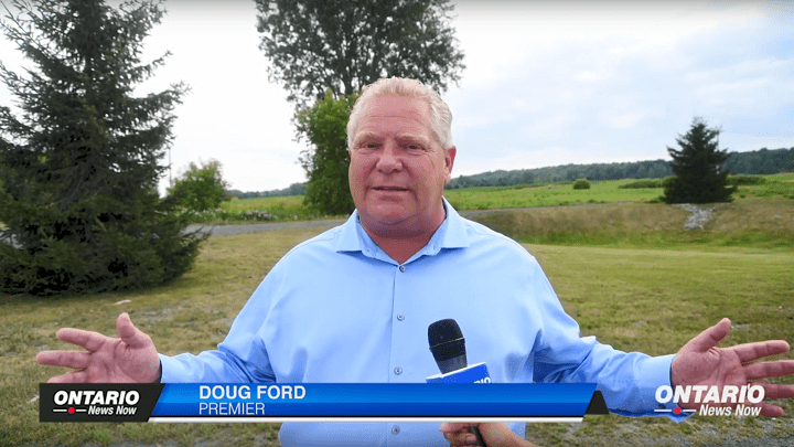 Premier Doug Ford is seen in a screenshot from a July 31st edition of Ontario News Now.