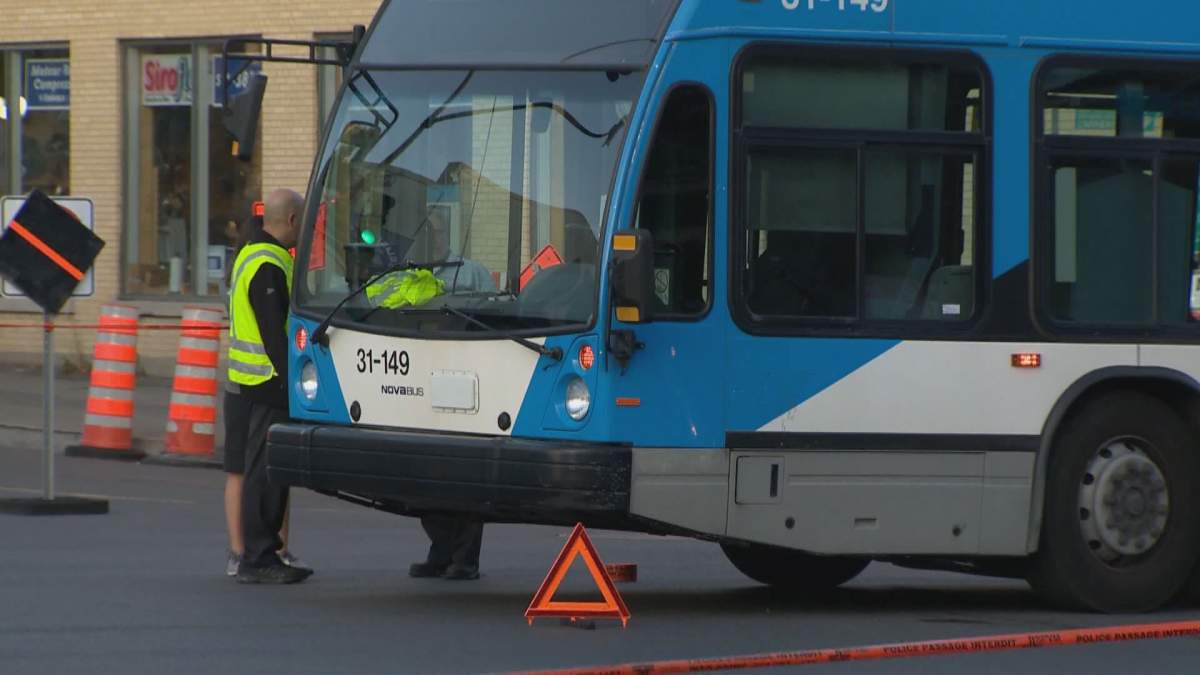 A pedestrian is critically injured after being hit by a Montreal city bus.