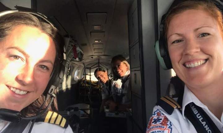 Pilot Carly St. Onge and co-pilot Tamara Kulyk are the only female pilots out of 25 with Saskatchewan Air Ambulance, which is also known as Lifeguard.