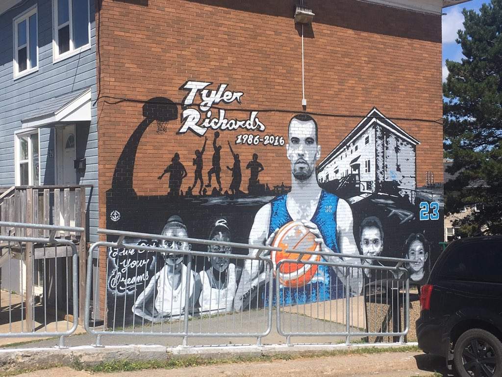 This mural of Tyler Richards has decorated Mulgrave Park since 2016.