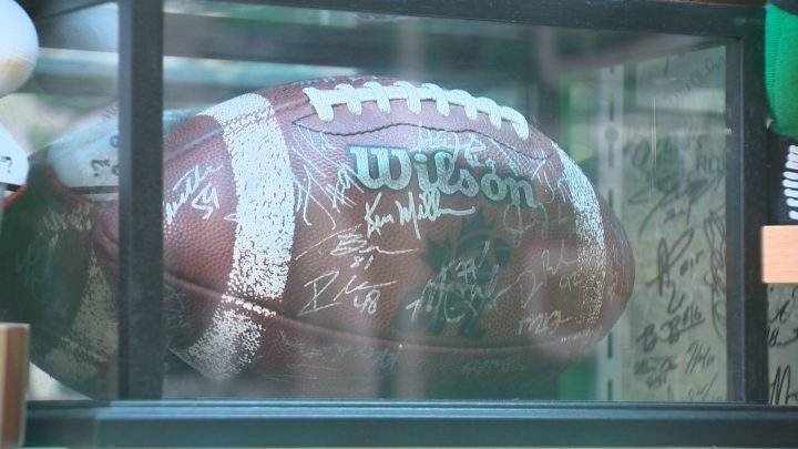 A friend at work had donated this 1967 signed football to Lance after it had been sitting in his basement for years.