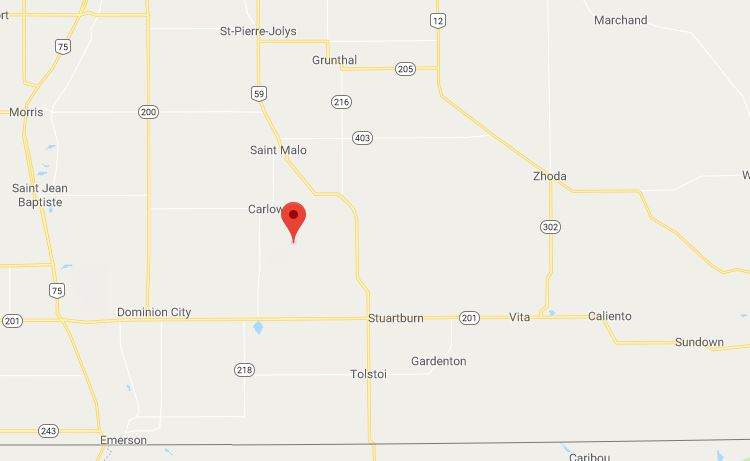 The man was picked up by police near Roseau Rapids, indicated on the map.