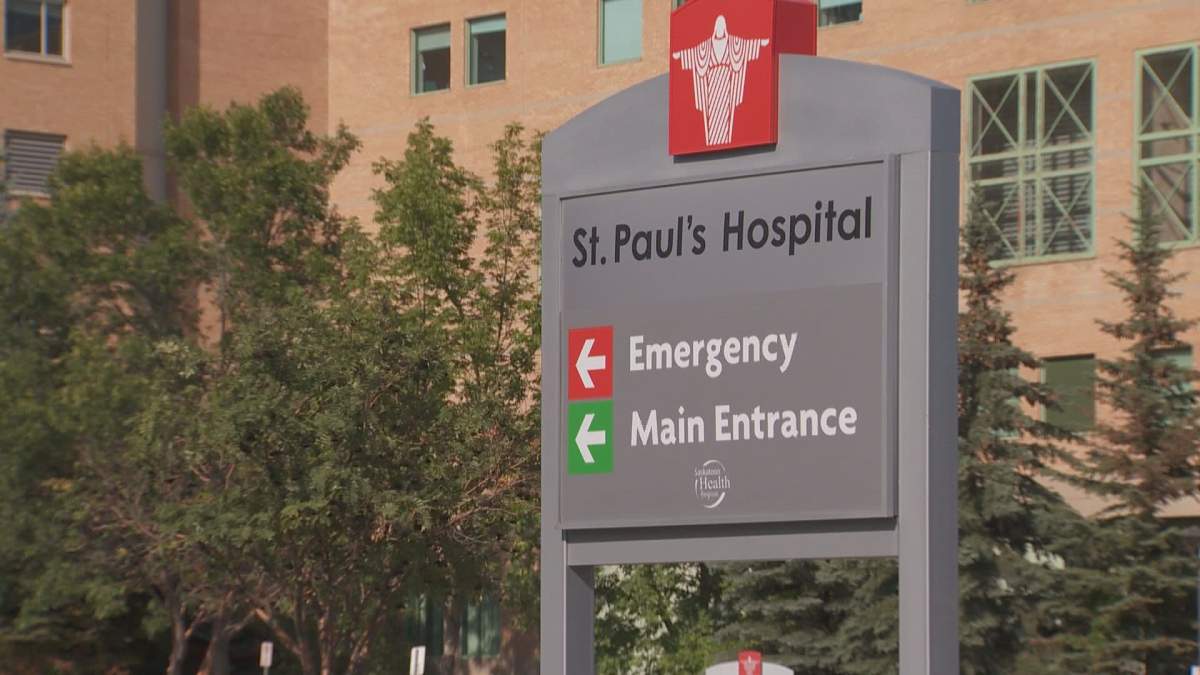 A grey sign reads St. Paul's hospital.