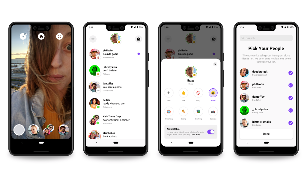 Threads from Instagram is a camera-first messaging app.