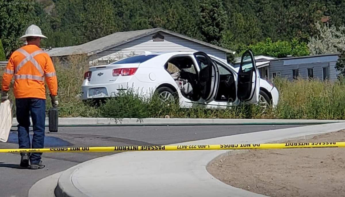 West Kelowna fire crews had to respond after a stolen car smashed into a transformer, sparking a fire. 