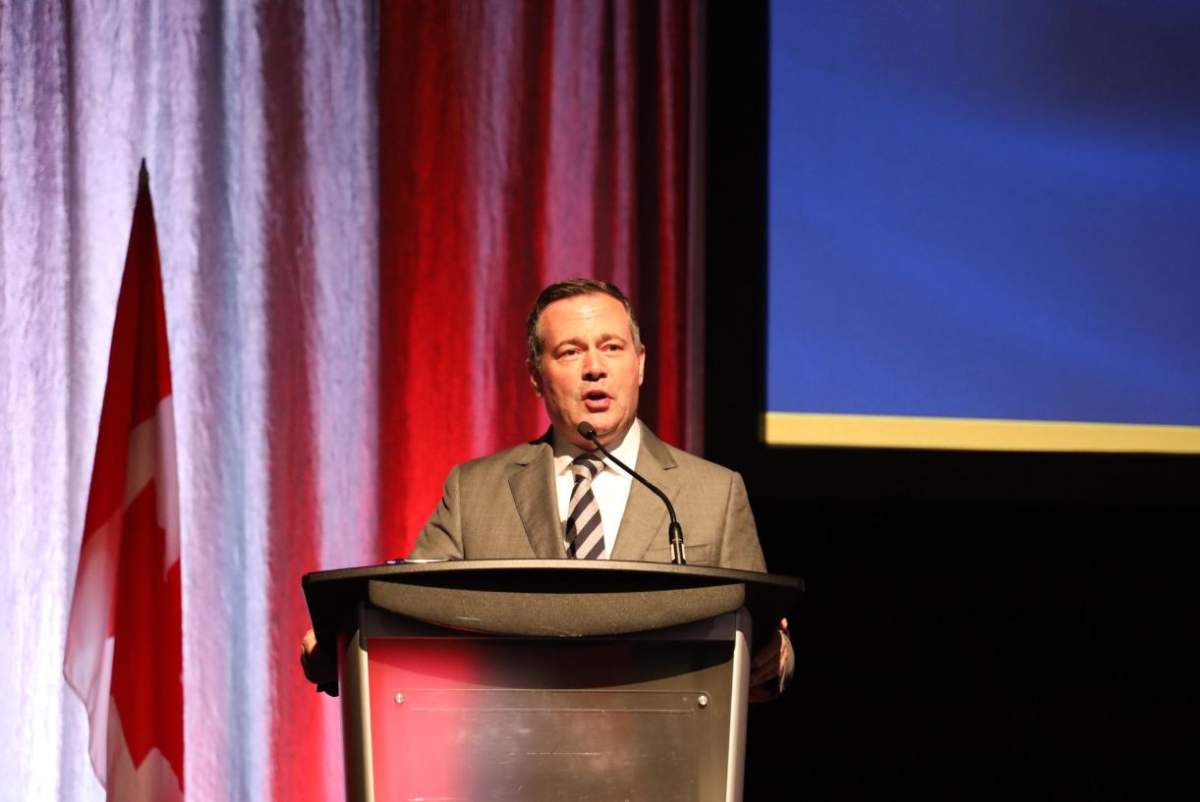Alberta Premier Jason Kenney speaks at the Canadian Chamber of Commerce in St. John, New Brunswick on Sept. 21, 2019.