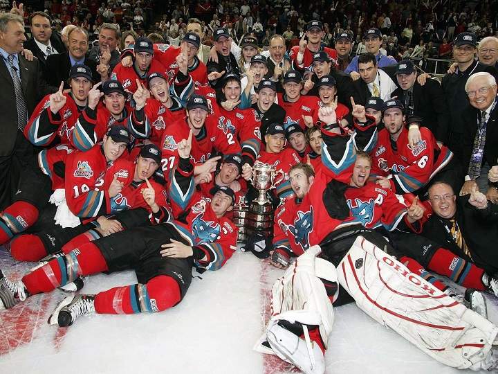 The Kelowna Rockets celebrate after hosting and winning the 2004 Memorial Cup. In May 2020, Kelowna will once again host the four-team national championship. 