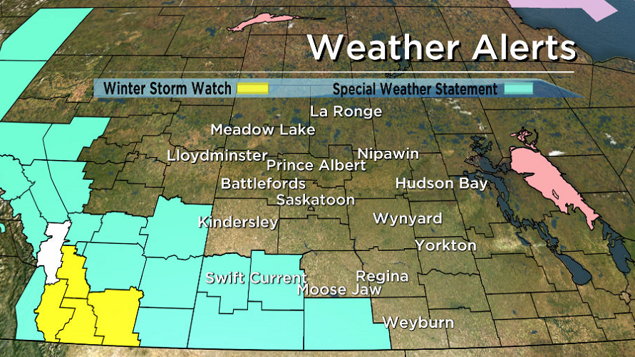 Environment Canada issues special weather statement for southwest Saskatchewan as major early season winter storm moves into province.