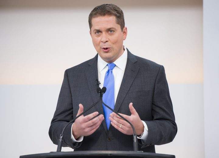 Conservative Leader Andrew Scheer speaks during the Maclean's/Citytv National Leaders Debate in Toronto on Sept. 12, 2019. 