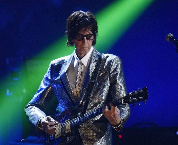 In this April 14, 2018, file photo, Ric Ocasek, from the Cars, performs during the Rock and Roll Hall of Fame Induction ceremony in Cleveland.