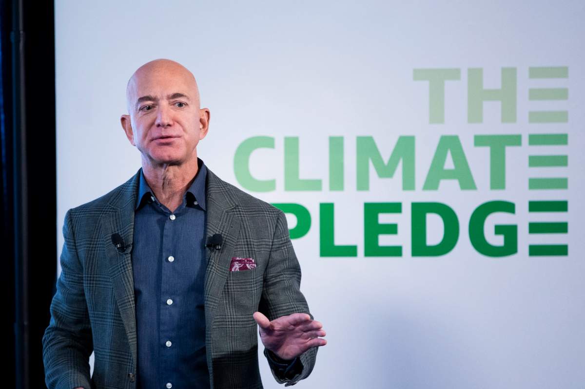 Founder and CEO of Amazon Jeff Bezos participates in the unveiling of an Amazon environmental initiative entitled 'The Climate Pledge', in Washington, DC, USA, 19 September 2019.