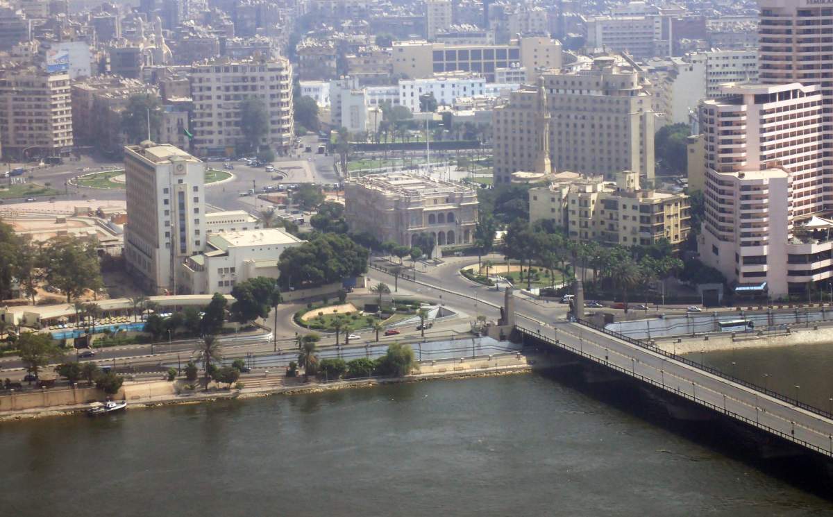 The closed Tahrir square in Cairo, Egypt, on Sept. 27, 2019. Egypt is preparing for a second weekend of protest pro and contra the government of President al-Sisi.  