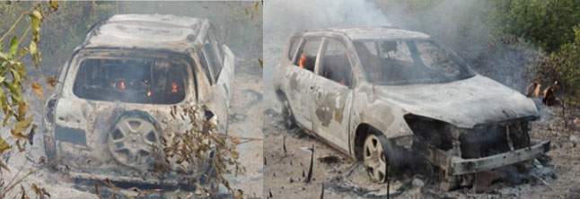 The burnt RAV4.