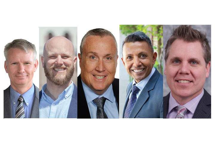 Ahead of this year's federal election, Barrie–Springwater–Oro-Medonte candidates have been knocking on doors campaigning for their respective parties. From L to R: People's Party candidate David Patterson, NDP candidate Dan Janssen, Conservative candidate Doug Shipley, Liberal candidate Brian Kalliecharan, Green Party candidate Marty Lancaster.