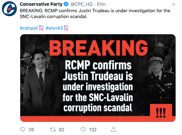 A now-deleted tweet from the Conservative Party of Canada’s official Twitter account.