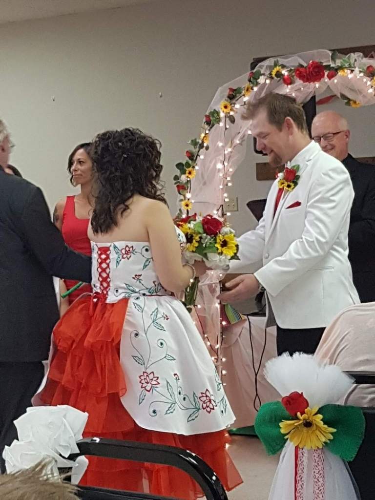Couple exchanging vows.