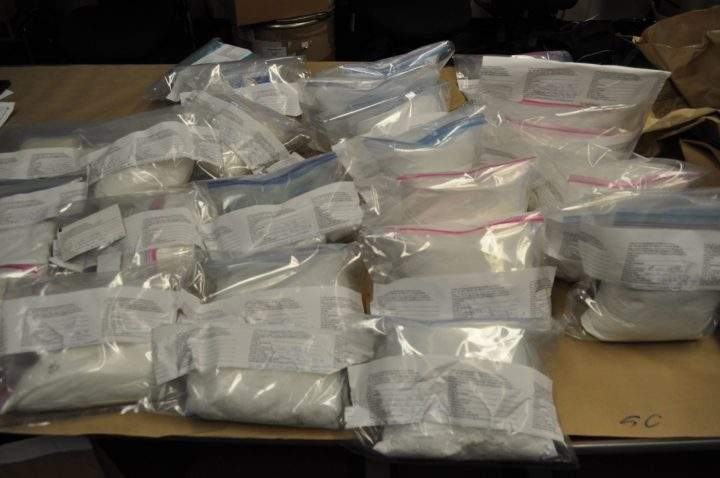 A photo of drugs seized at a North Battleford, Sask. residence by RCMP on Sept. 1, 2019.