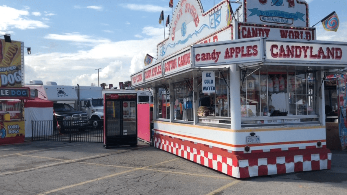 Candy World food booth at the 2019 Western Fair in London. 