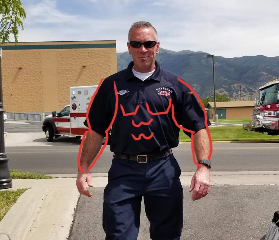 A member of the fire department is shown in Kaysville, Utah.