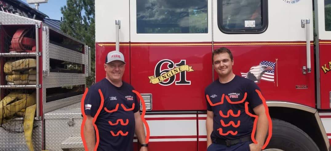 Members of the fire department are shown in Kaysville, Utah.