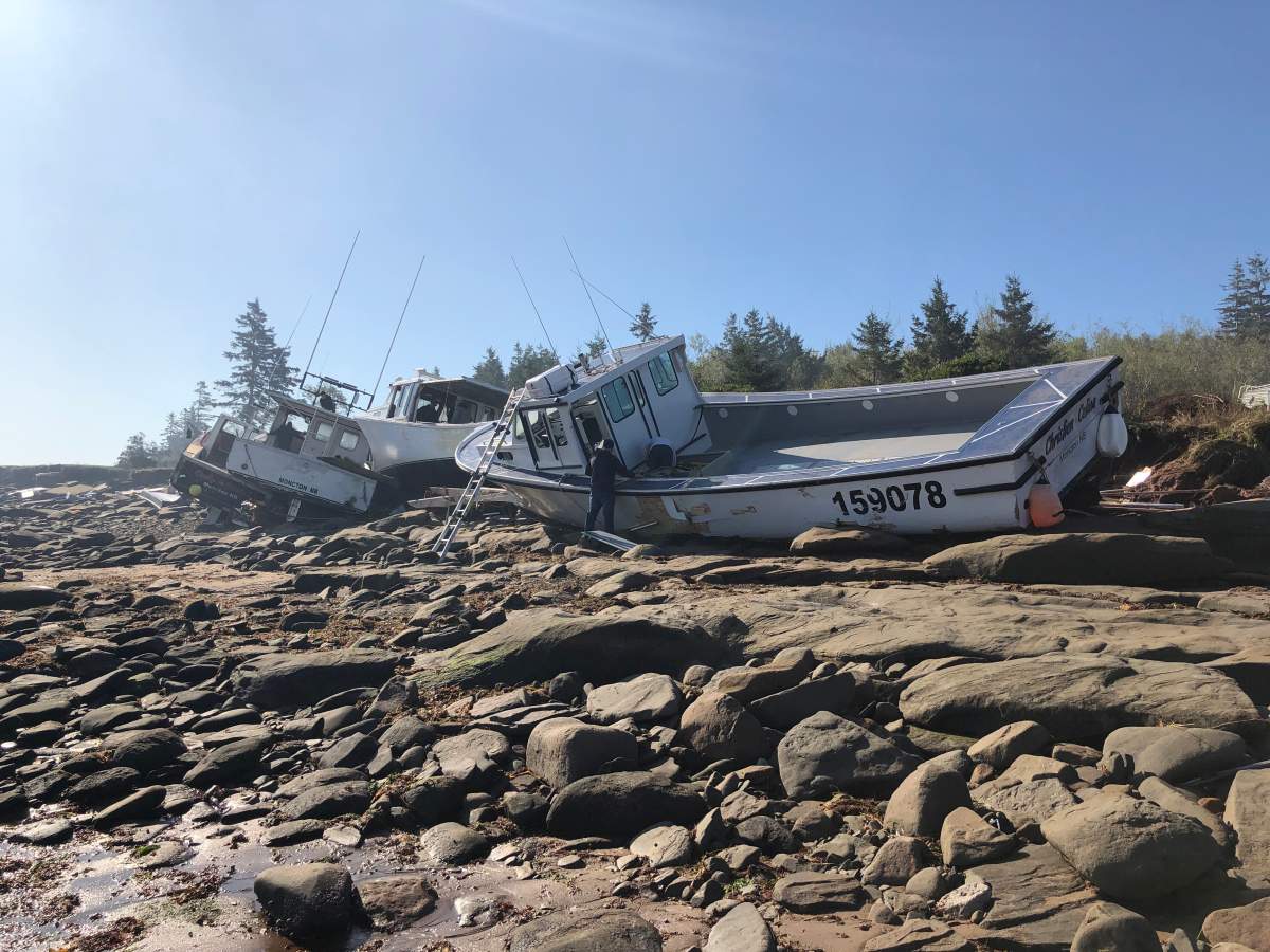 The wreckage of one of the fishing boats.