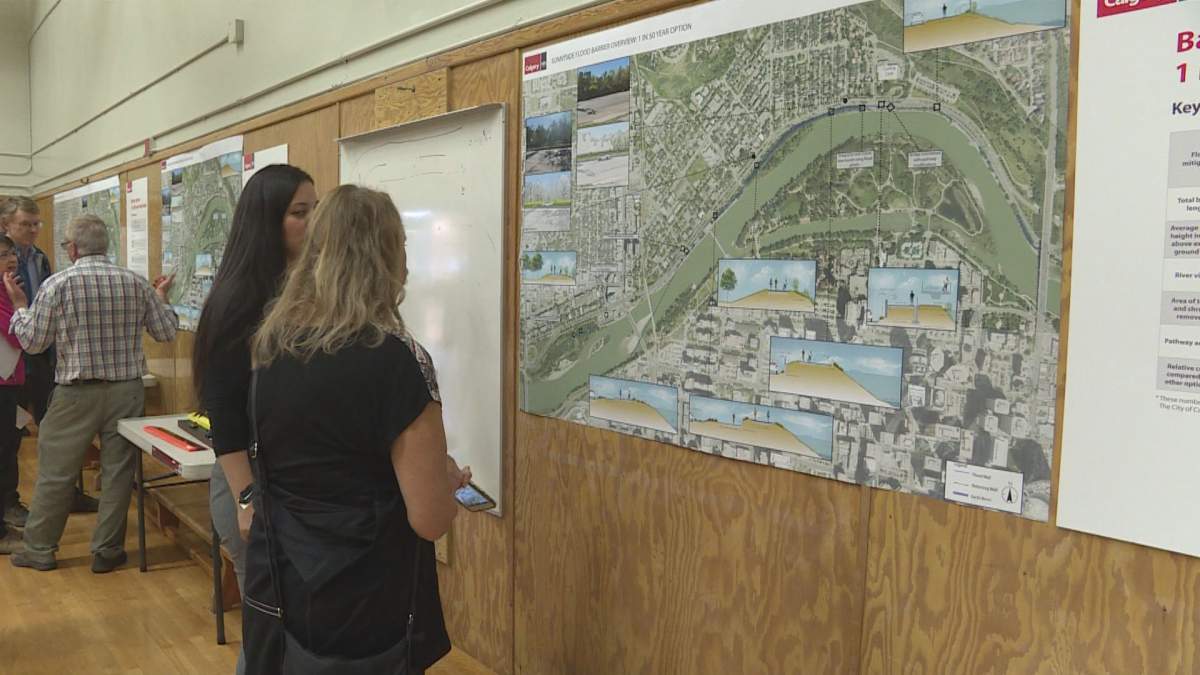 Plans for a flood barrier are unveiled at an open house on Tuesday.