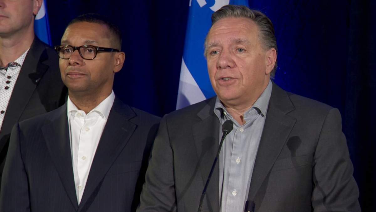 Quebec Premier François Legault speaks to media before a two-day pre-session caucus in  Rivière-du-Loup Thursday, September 12, 2019.